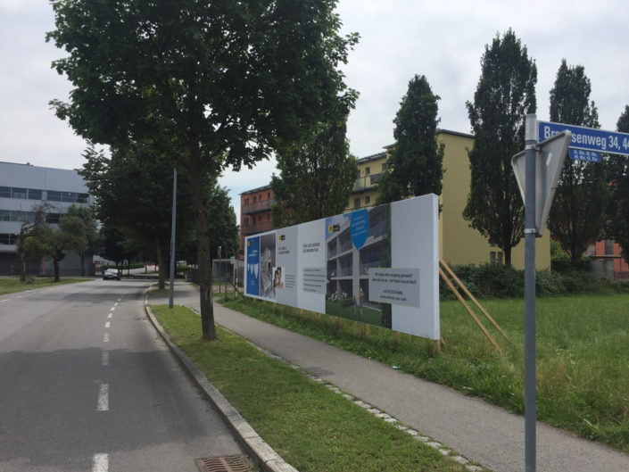 Bauzaun, Montage, Bautafel, Schertler