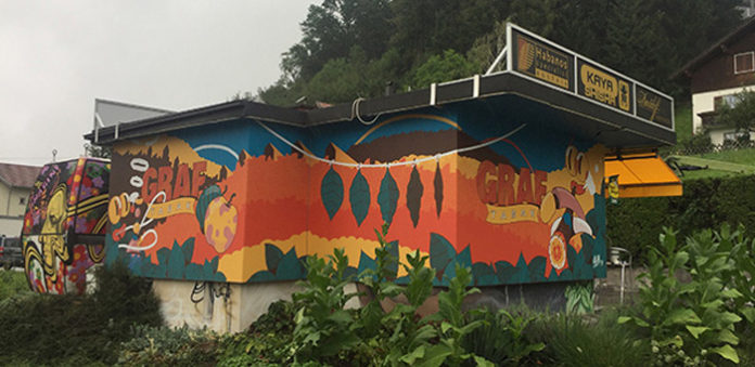 Textilspannrahmen, Textilfassade, Graf Tabak, Lauterach