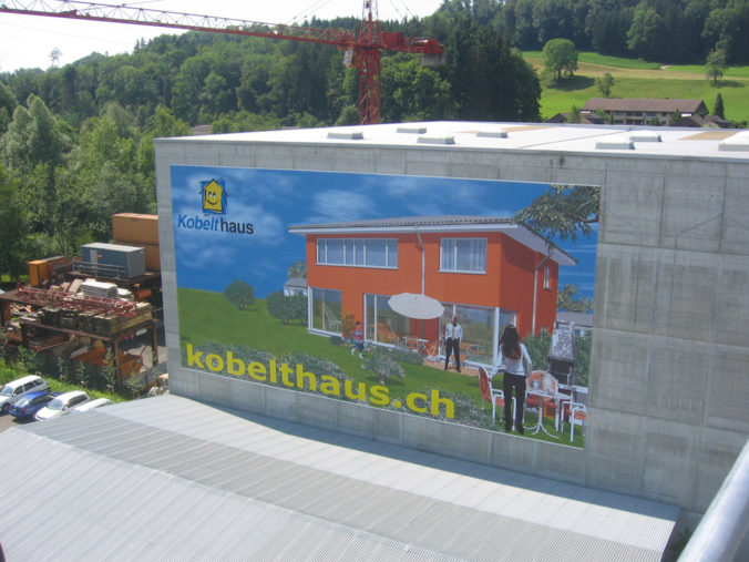 Textilspannrahmen, Textilfassade, Kobelthaus, Schweiz