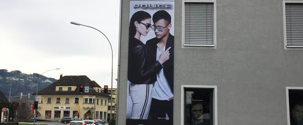 Textilspannrahmen, Bannerwerbung, Optik Rheinblick, Höchst