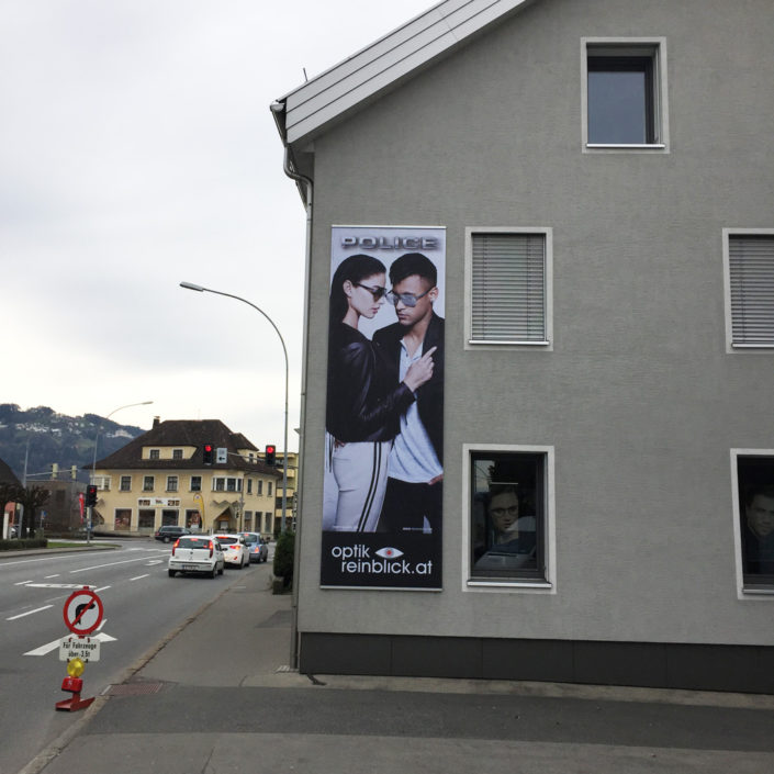 Textilspannrahmen, Bannerwerbung, Optik Rheinblick, Höchst