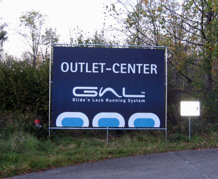 Rohrrahmen, Bannerwerbung, Montage, GAL, Schweiz