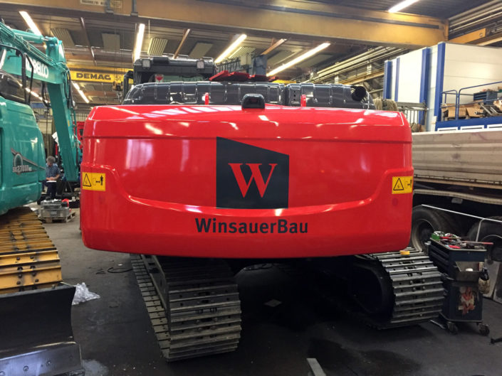 Beschriftung Bagger, Winsauerbau