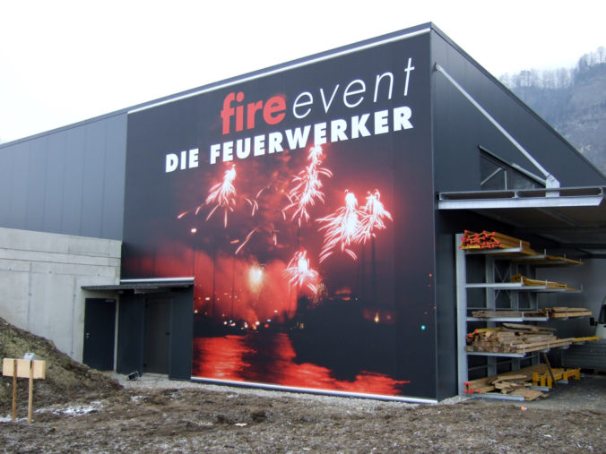 Textilfassade, Textilspannrahmen, Fireevent, Hohenems
