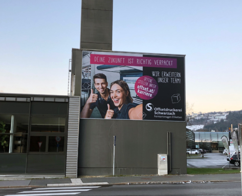 Aussenwerbung, Textilbespannung, Werbetechnik 2 Offsetdruckerei Schwarzach