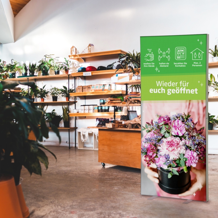 Blumenladen PopRahmen Abstand halten